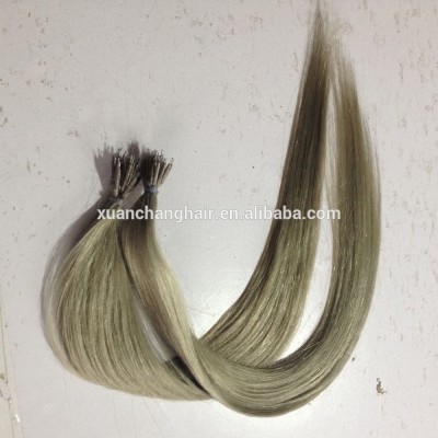 Double Drawn Metal Silver Color Nano Ring Human Hair Extensions