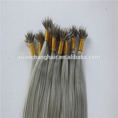 wholesale grey color nano tip 100% human hair extensions