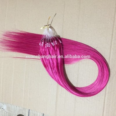 prebonded micro ring human hair extensions micro loop hair extensions pink color