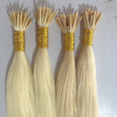 bleach blonde color nano ring hair extension